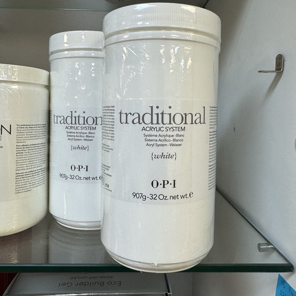 WHITE OPI traditional‎ Acrylic system powder 32 oz & Nail Brush